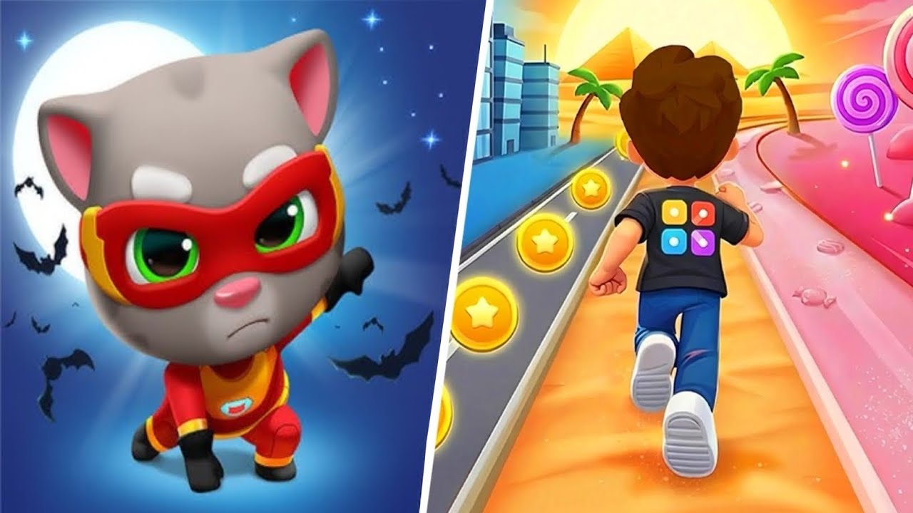 Геймплей обновленной версии Talking Tom Hero Dash vs Kooply Run | Испытание на супербыстрый бег