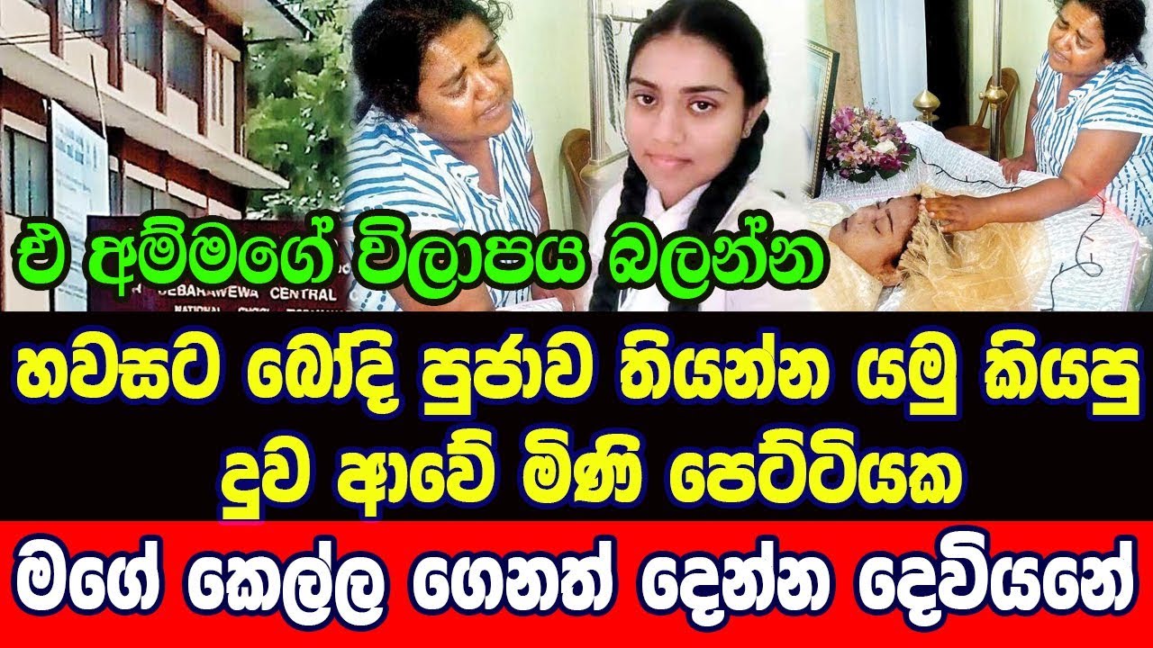 අම්මෙ මම හවසට පන්ති ගිහින් ආවම බෝධි පූජාව තියන්න යමු කියපු දුව ආපු විදිහ...