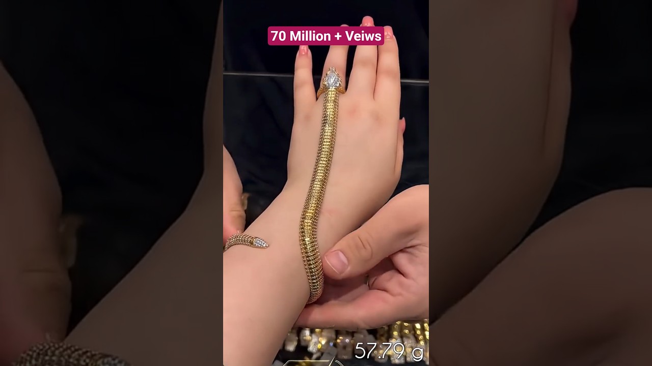 Arabic Gold Jewellery Design | Elegant Gold Bangles Wearing Style #goldjewellery #shorts