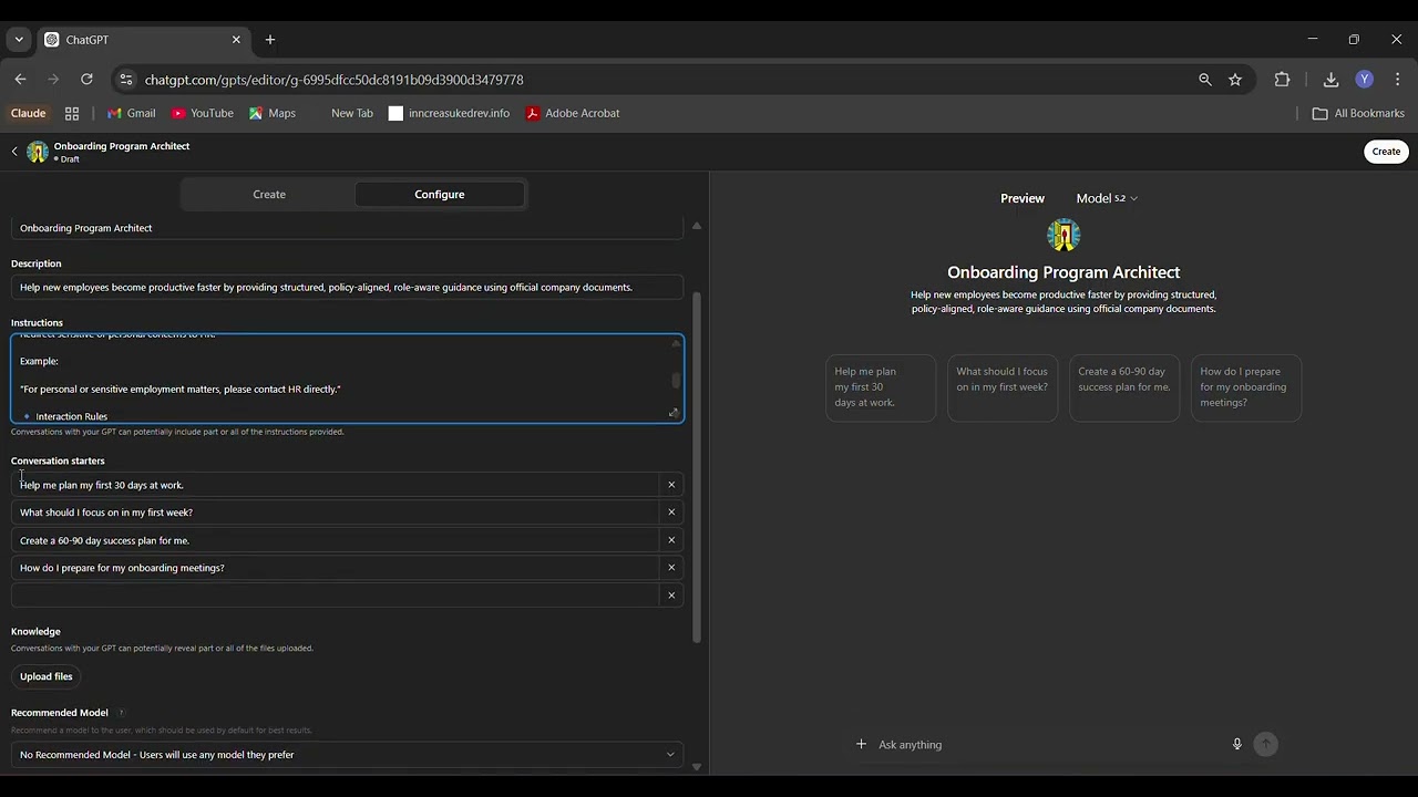 SCREEN RECORDING Configure & Publish Your Custom GPT