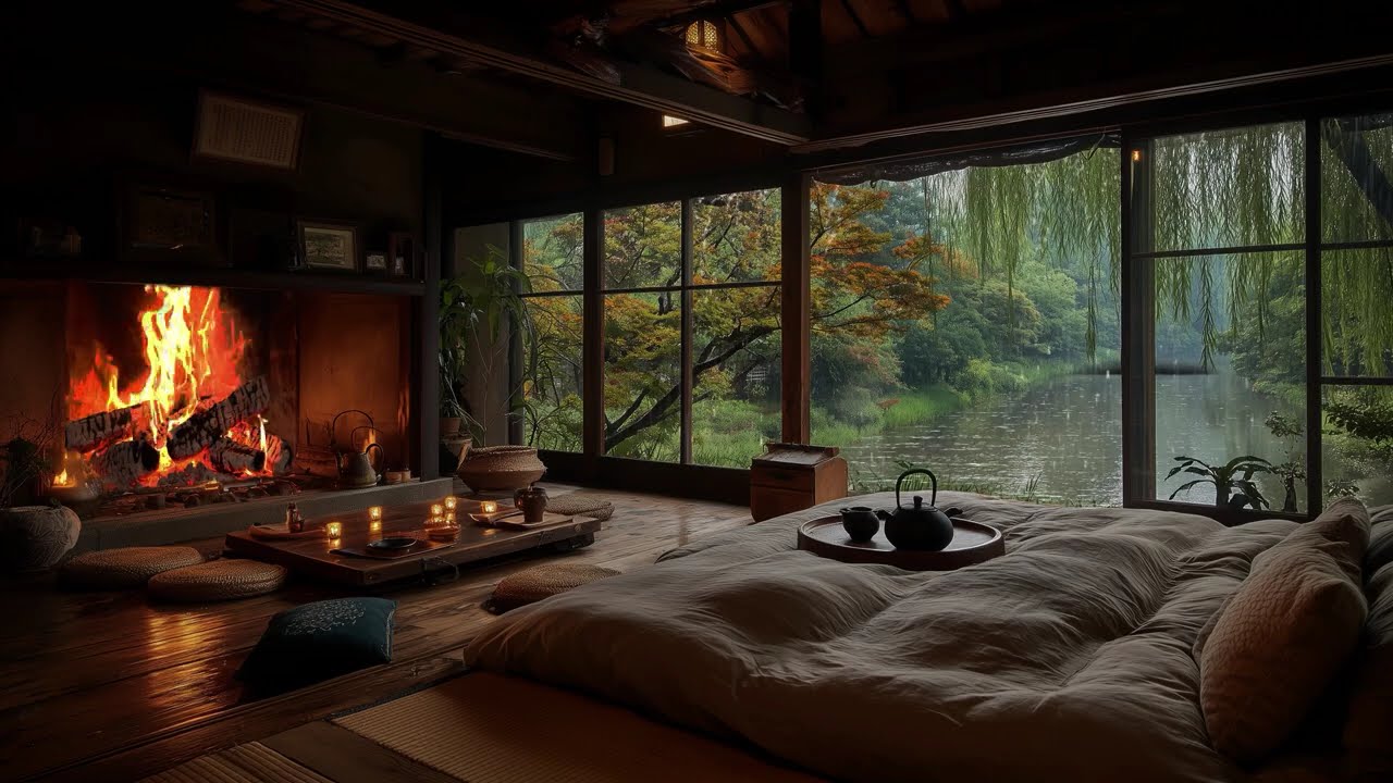 Rain Outside & Crackling Fireplace – Perfect Relaxation Time to Calm the Mind and Reduce Stress