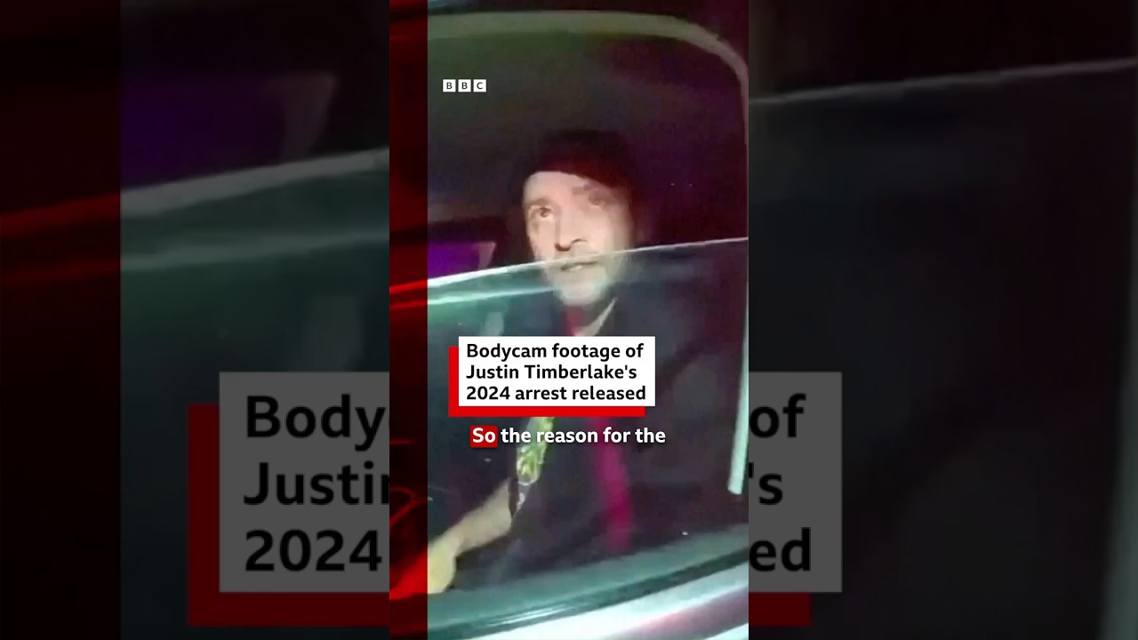 Bodycam footage of Justin Timberlake's 2024 drink-driving arrest released. #BBCNews