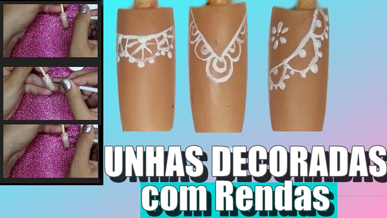 3 Unhas decoradas com Nude e Renda - nailart