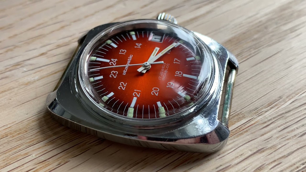 ATMOSTIC swiss watch 1970s with FHF ST 96 movement (bezel missing)