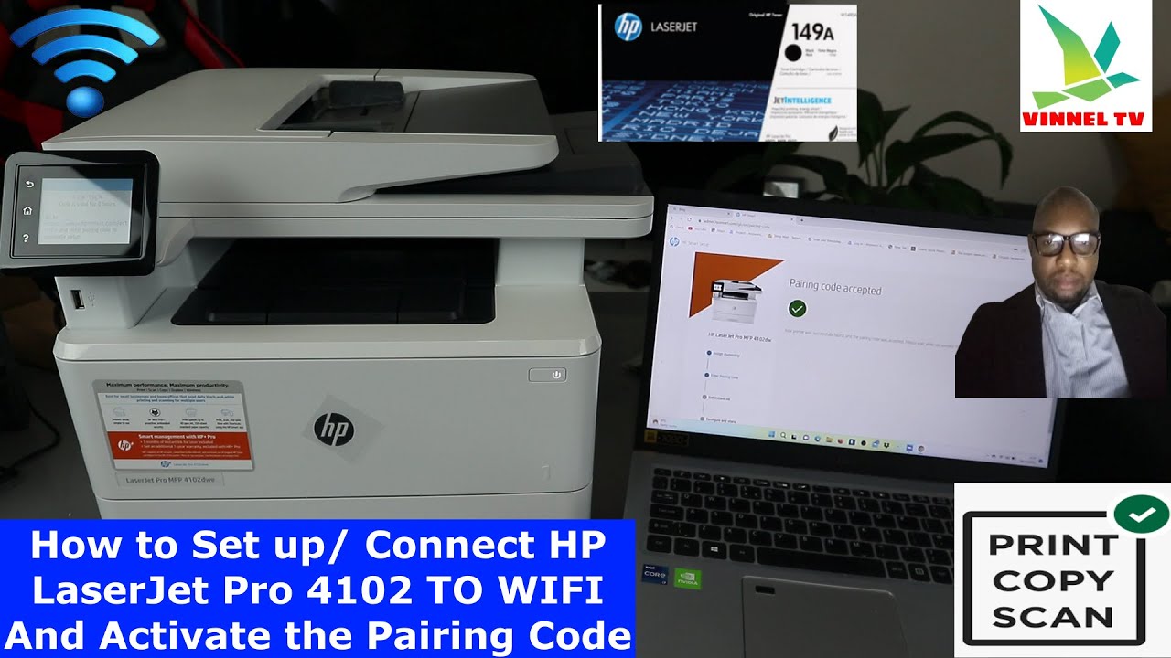 HP LaserJet 4102 - How to Set up/ Connect HP LaserJet Pro 4102 TO WIFI And Activate the Pairing Code