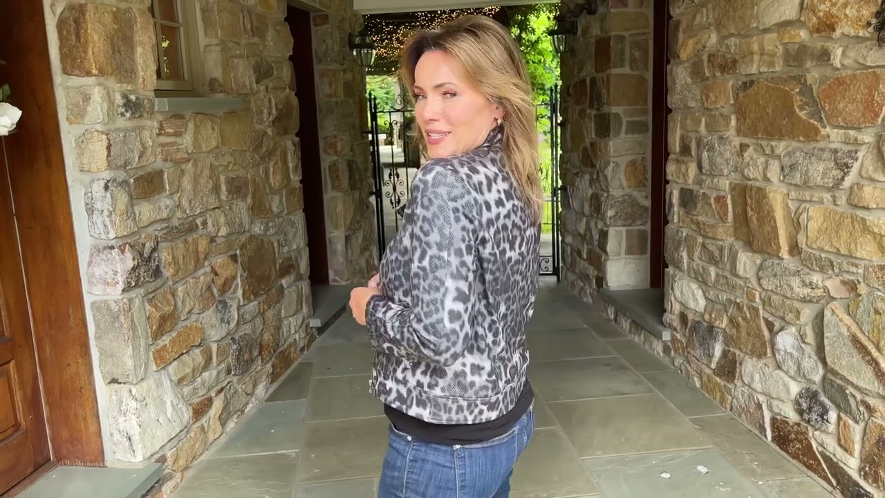 Liquid Leather Double Zip Pocket Jacket - Charcoal Cheetah