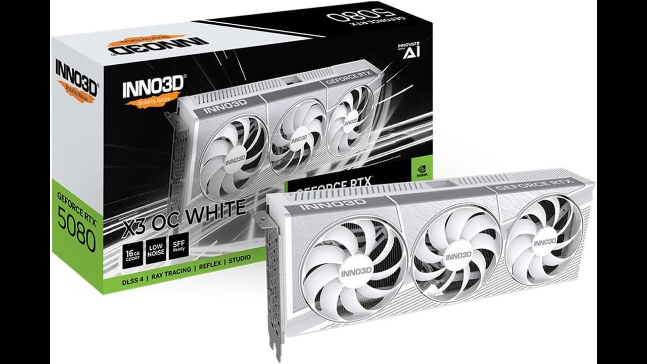 INNO3D GeForce RTX 5080 X3 OC (White) | GDDR7, Gen 5, 16GB Triple-Fan Gaming GPU