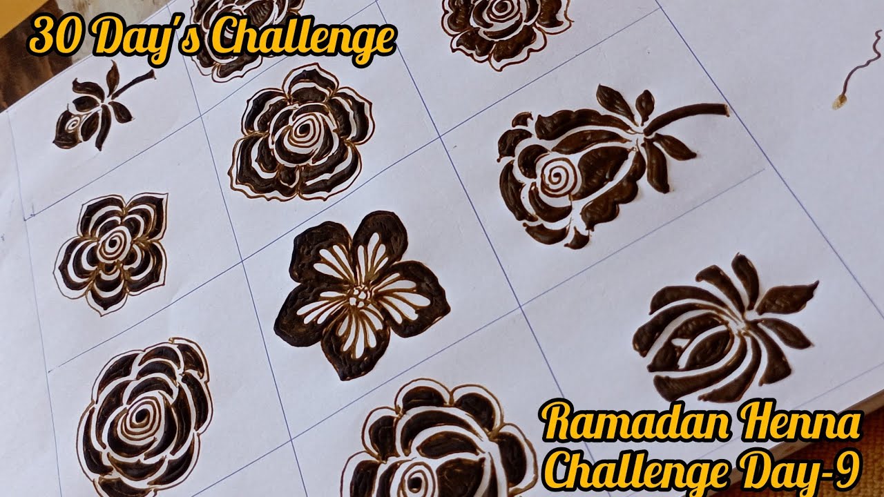 Ramdan Heena Challenge Day-9|How To learn  Beutiful Bold/Gulf Folwers & Roses|Learn henna With Asiya
