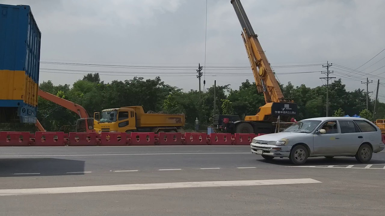 Meghna bridge construction. Meghna bridge road construction
