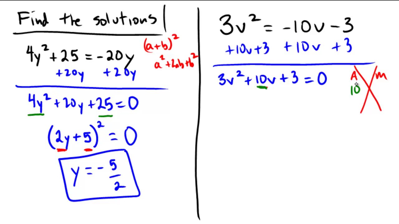 Solving quadratic equations with various techniques
