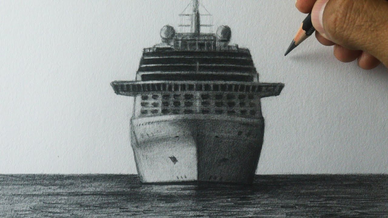 Como desenhar um NAVIO cruzeiro PASSO A PASSO narrado