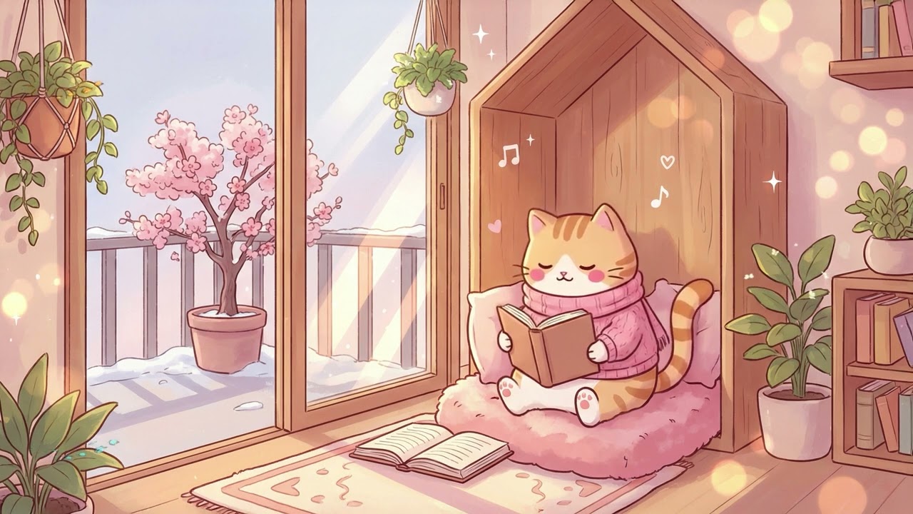 Pusheen’s Spring Study 🌼✨ Soft Lofi for Focus & Rest 🧠💤 Calm Spring Atmosphere