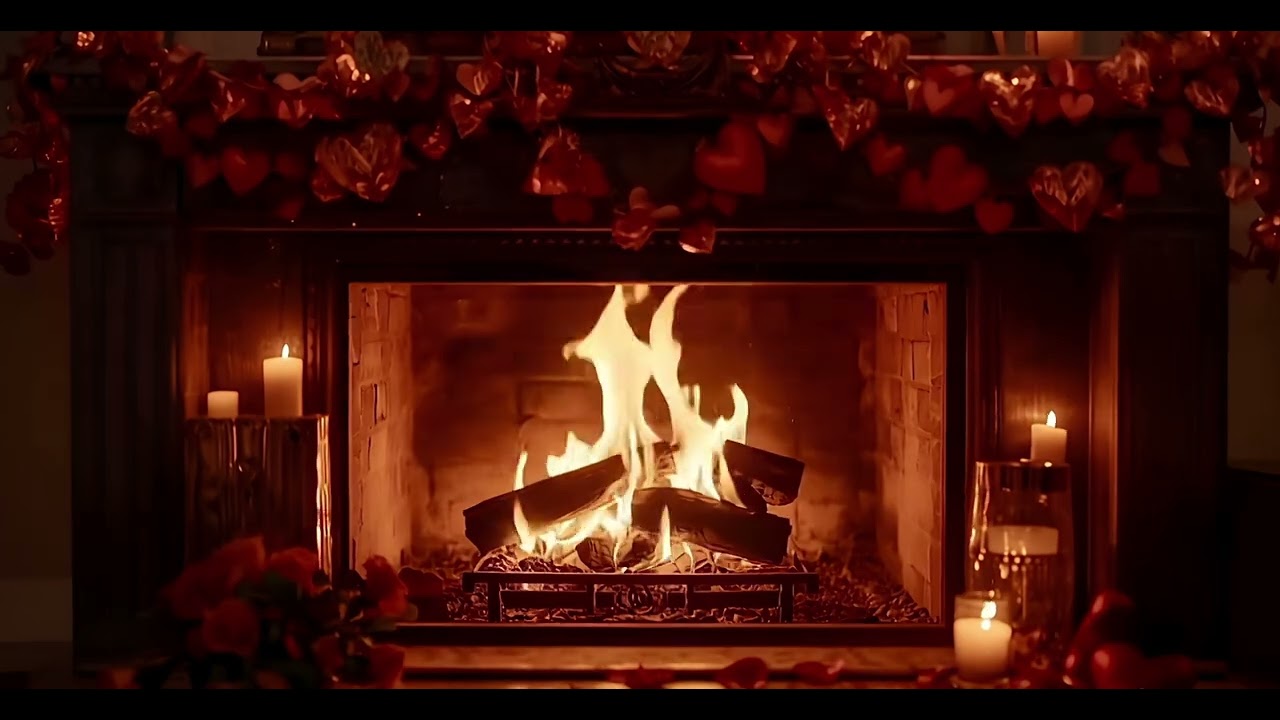 ❤️ Valentine's Day Fireplace Ambience with Candles ❤️ | Cozy Fire Sounds (10 Hours)