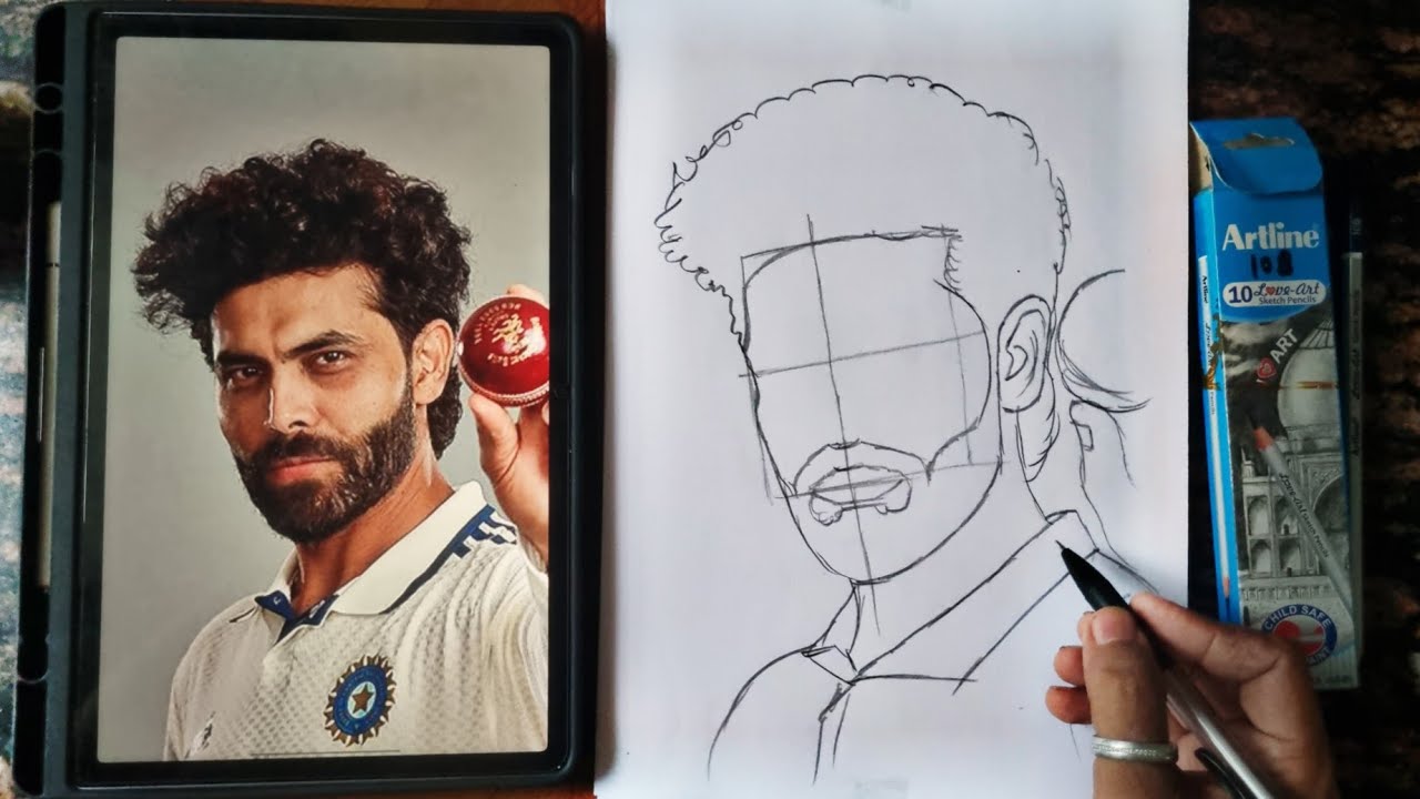 How to draw Ravindra Jadeja step by step | Ravindra Jadeja Drawing #ravindrajadeja #jadeja #drawing
