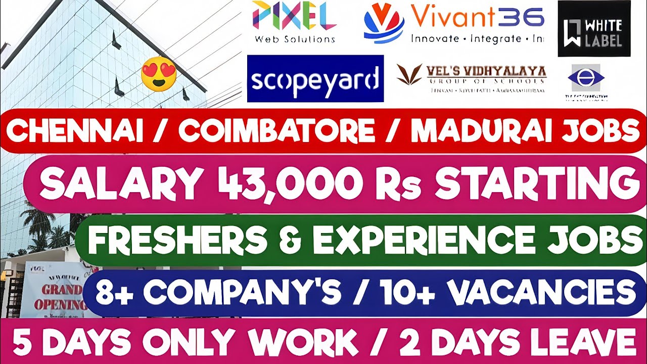 2026 Chennai, Coimbatore, Madurai Jobs 🔥 Freshers & Experienced | Latest Tamil Nadu Jobs
