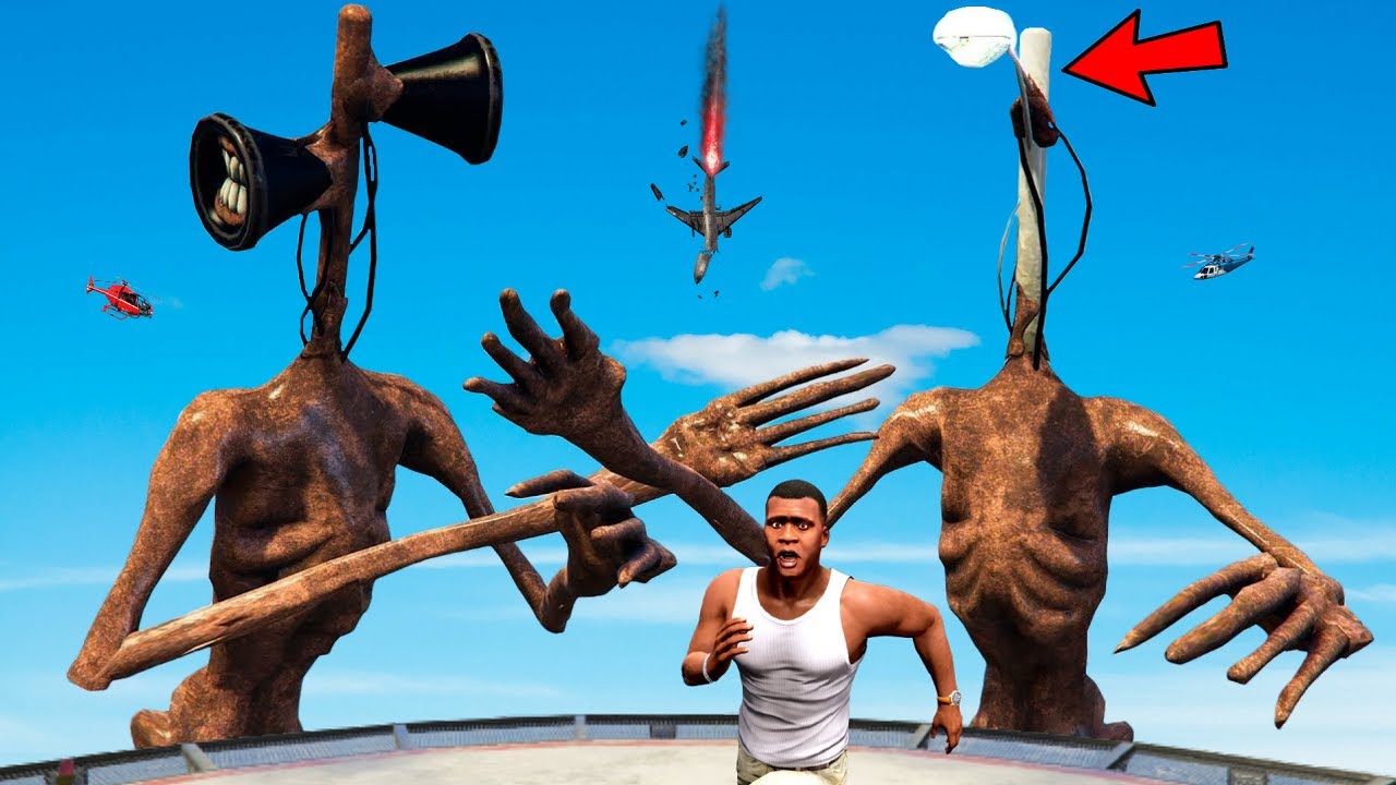 SIREN HEAD vs LIGHT HEAD In GTA 5 AND Destroys Los Santos - Funny Gameplay