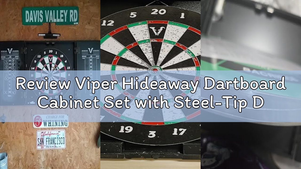 Review Viper Hideaway Dartboard Cabinet Set with Steel-Tip Dart Board, Reversible Board with Basebal