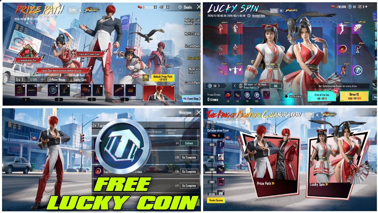 😍BGMI NEW PRIZE PATH IS HERE | GET FREE LUCKY COINS | THE KING OF FIGHTERS PRIZE PATH & LUCKY SPIN 