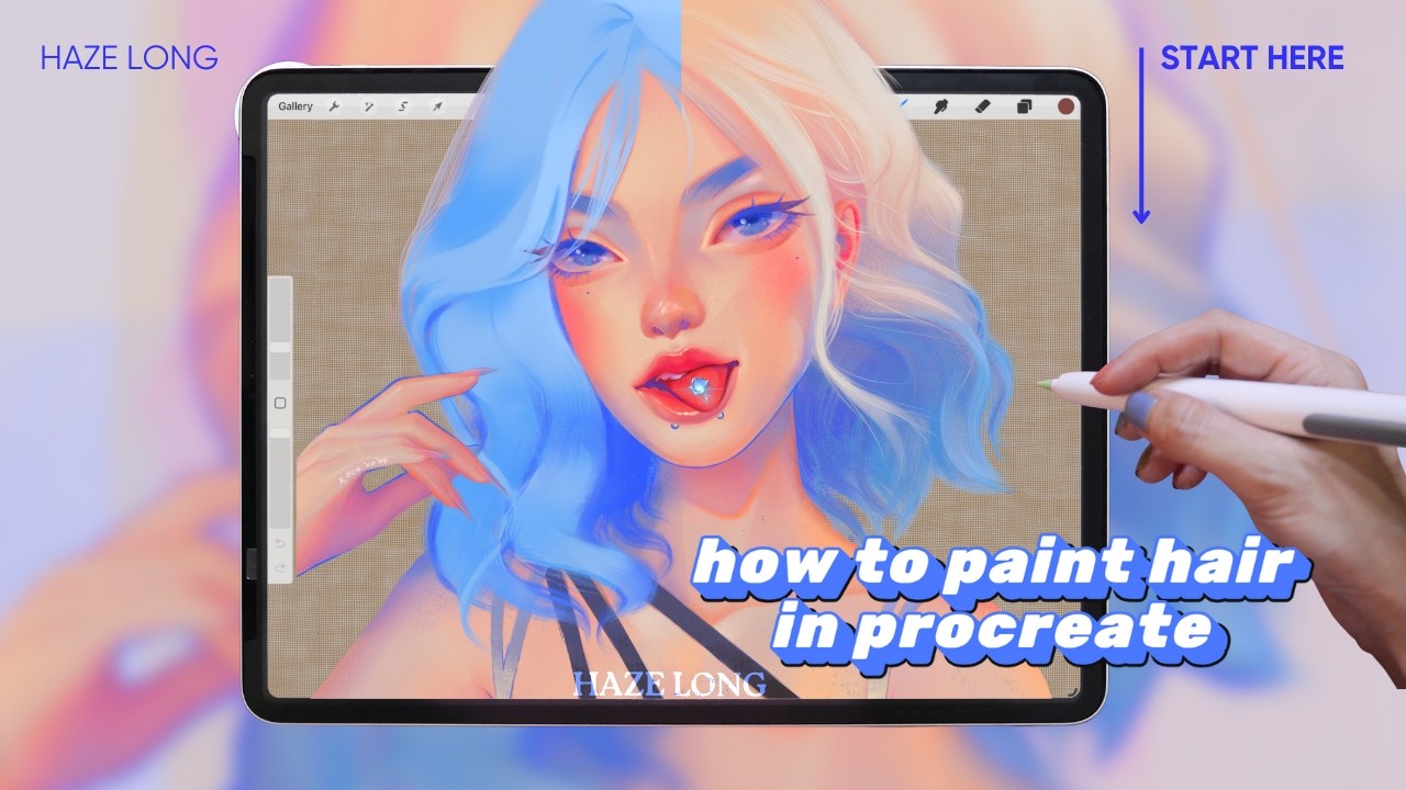 How I Paint Hair in Procreate | From Base Shapes to Individual Strands