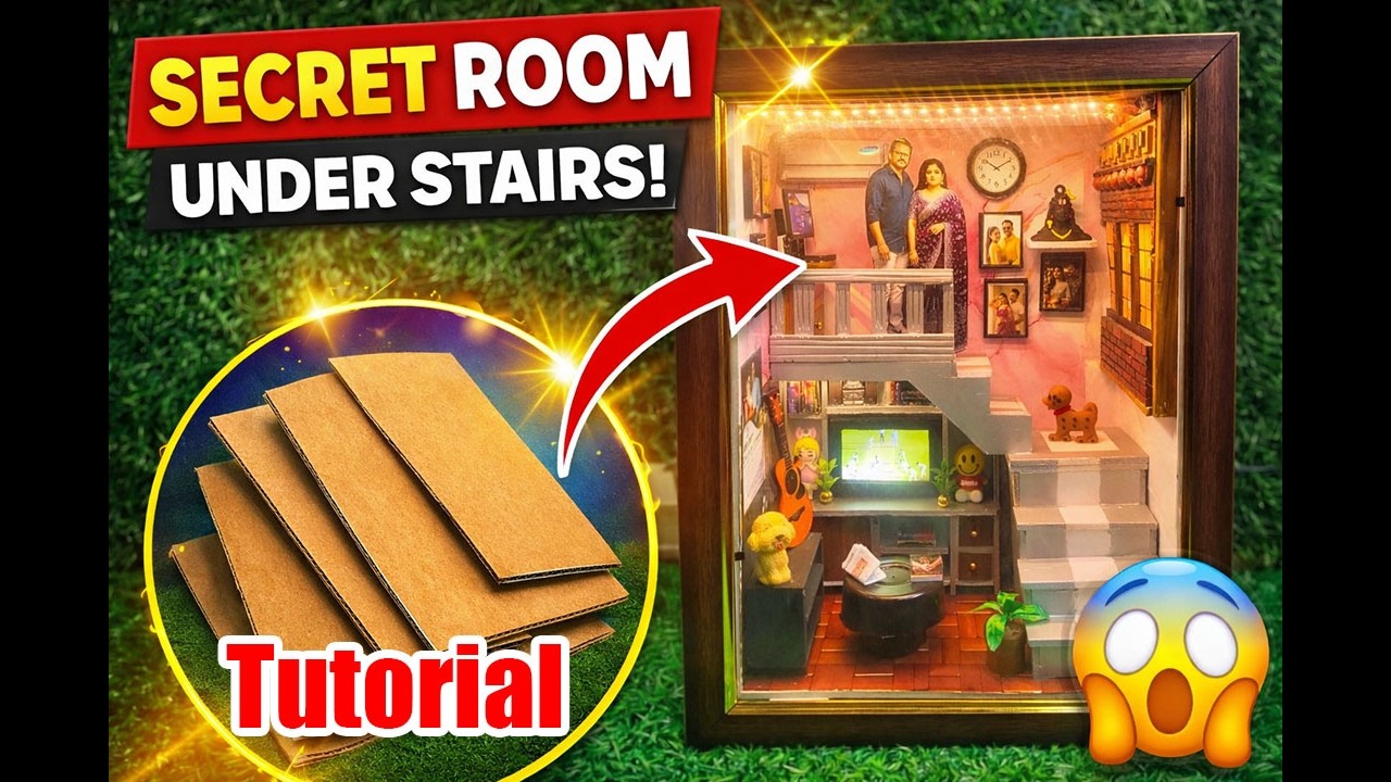 How to Make Under Stairs Room Miniature | DIY Miniature House Tutorial