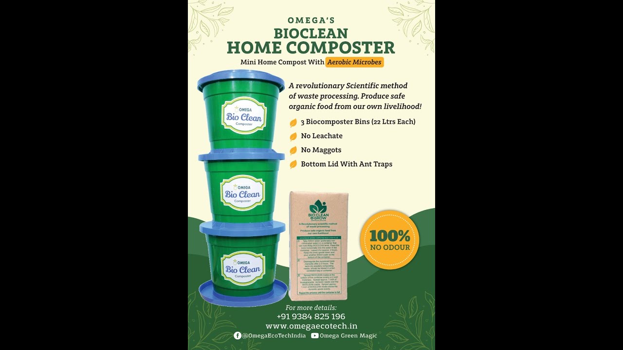 Omega Kitchen Waste Composting Bin & Bioclean - Practice composting and save nature.