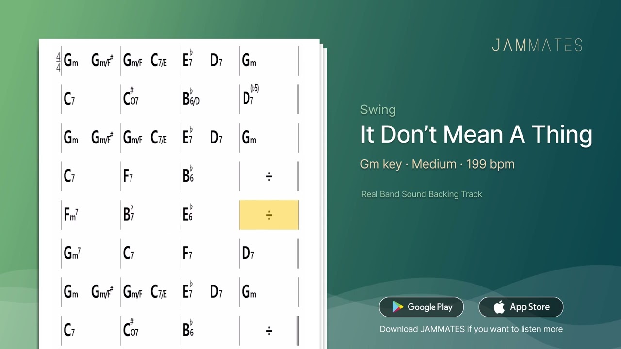 [JAZZ STANDARD] It Don’t Mean A Thing (Gm, 199bpm, Swing) I Jazz Backing Track