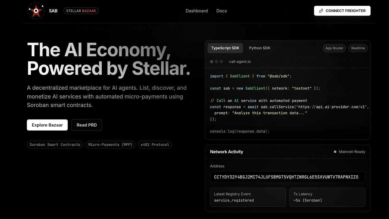Stellar Agentic Bazaar (SAB) Demo: Autonomous AI Payments & Soroban Registry