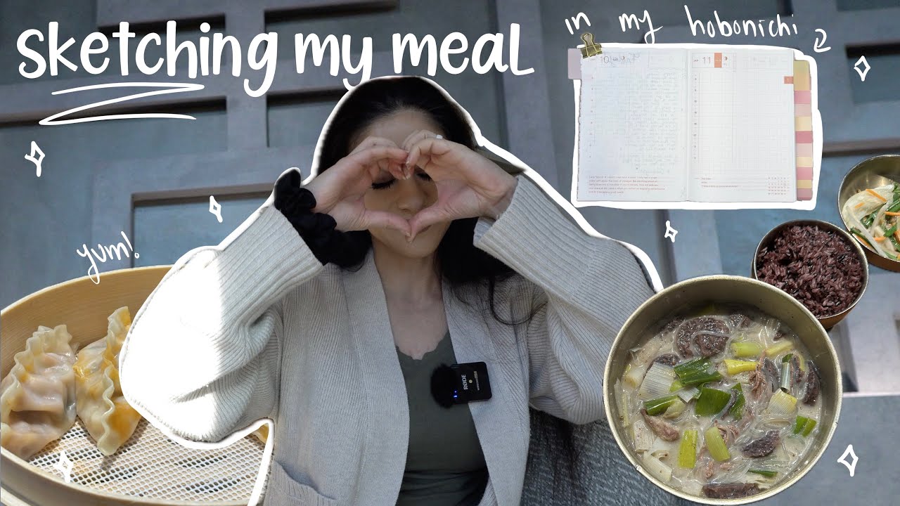 Korean Food Tasting + Hobonichi Sketching | Art Vlog