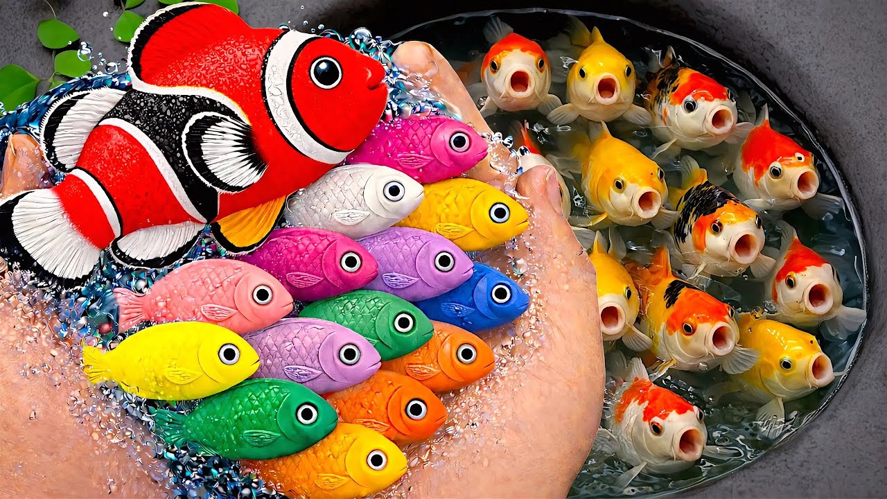 Serok ikan warna-warni air tawar dalam kolam, ikan hias, ikan mas, ikan koi, ikan komet, kura-kura