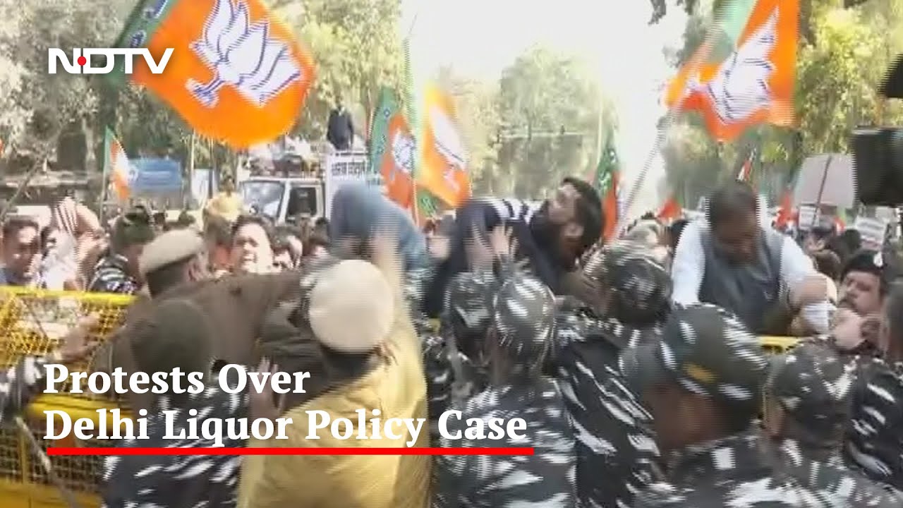 Huge BJP Protest Against Arvind Kejriwal Over Delhi Liquor Policy Case