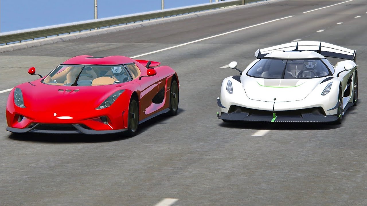 Koenigsegg Jesko vs Koenigsegg Regera with F1 2004 engine - Drag Race 2KM