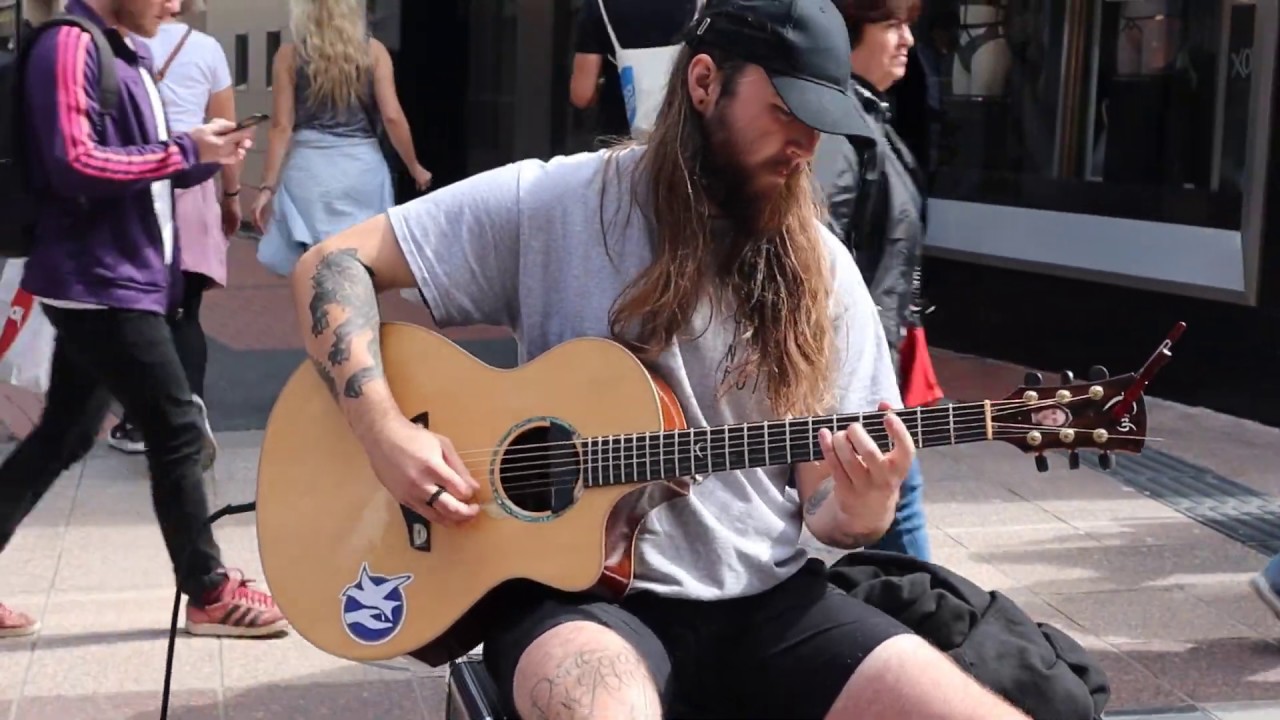 Guiatarist Jordan O'Leary with an Instrumental performance on Grafton Street
