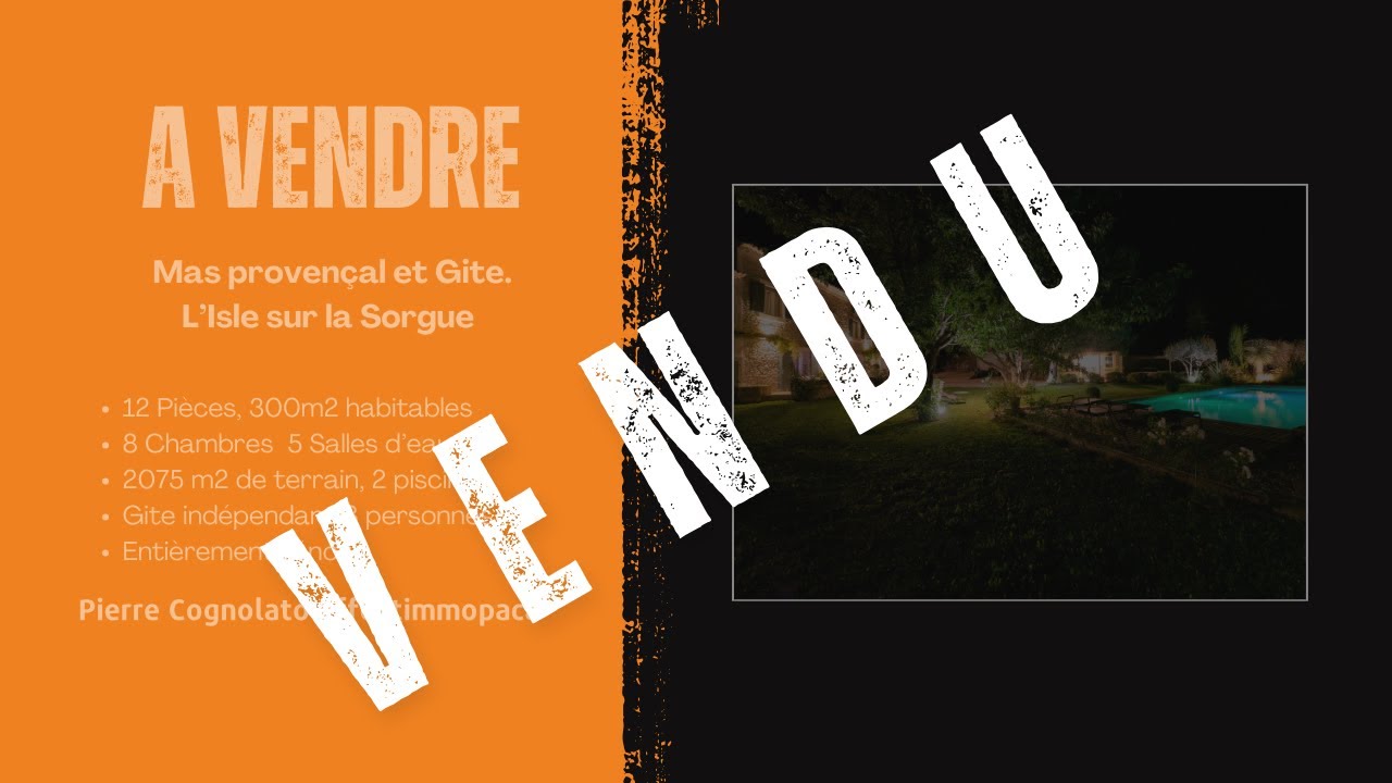 A Vendre, Mas de charme sur la colline Saint-Antoine de L'Isle sur la Sorgue