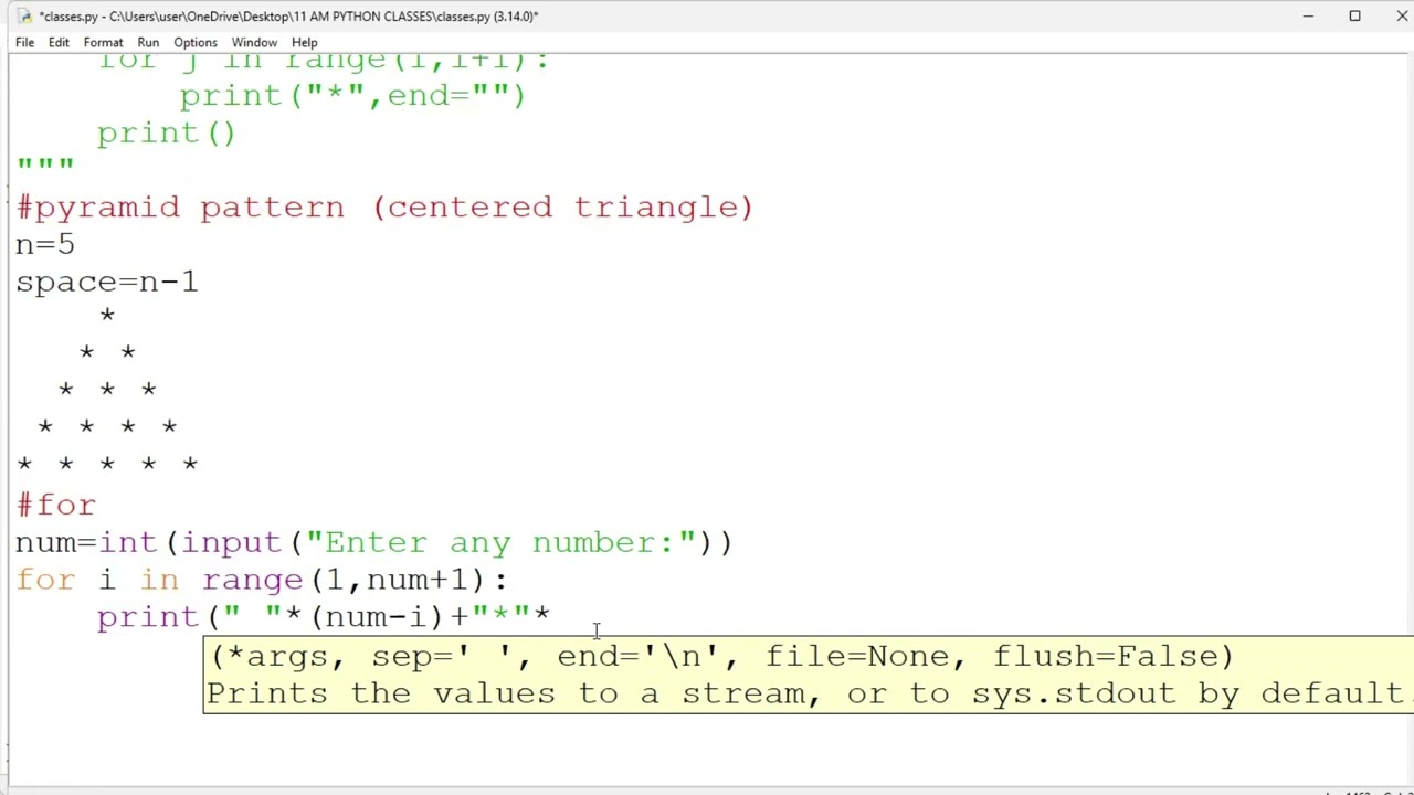 Pyramid Pattern in Python | Star Pyramid Program for Beginners #svcodeacademy #Python#PyramidPattern