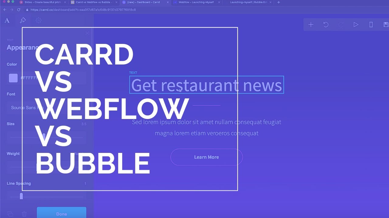 Best tools for building a startup without code: Carrd vs Webflow vs Bubble