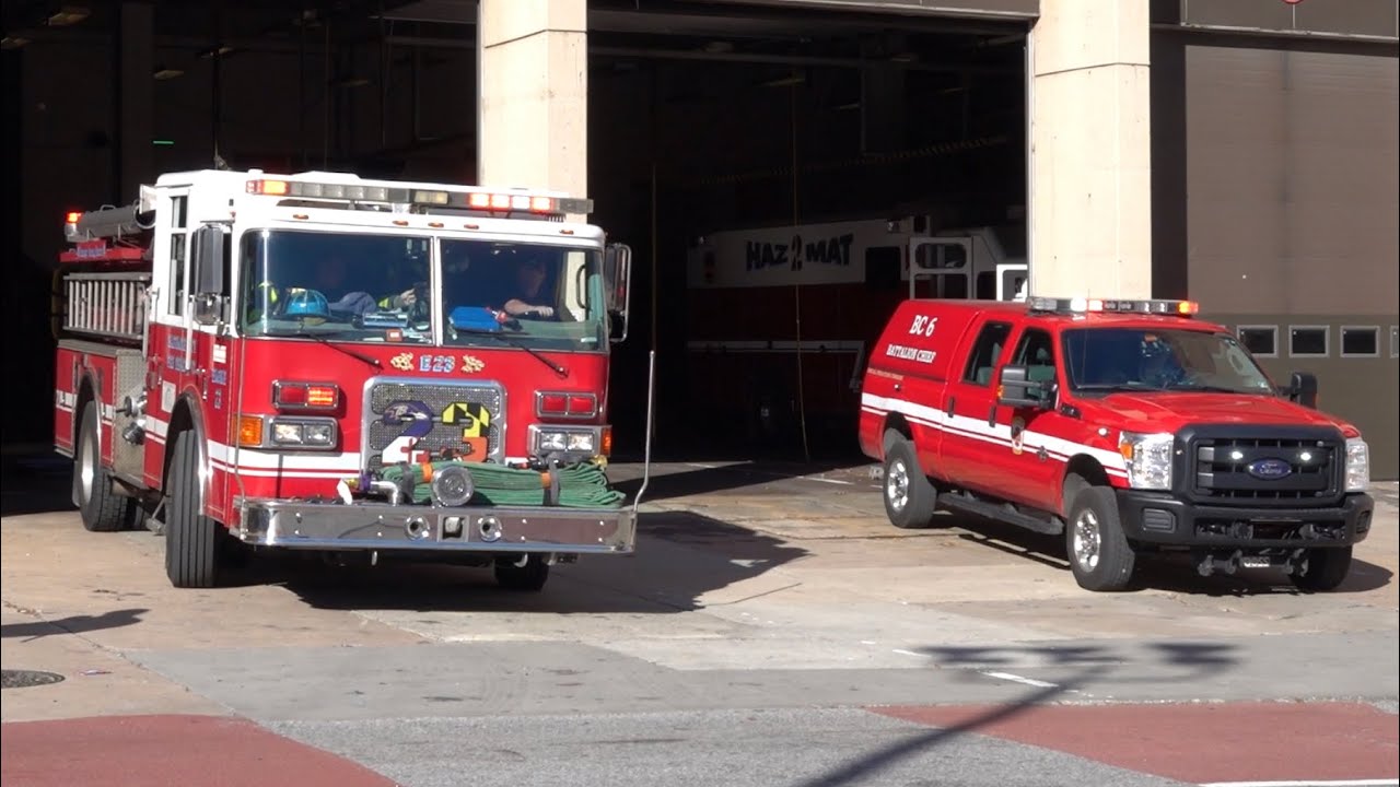 Baltimore City Fire Department Engine 23 & Battalion Chief 6 Responding 10/21/21