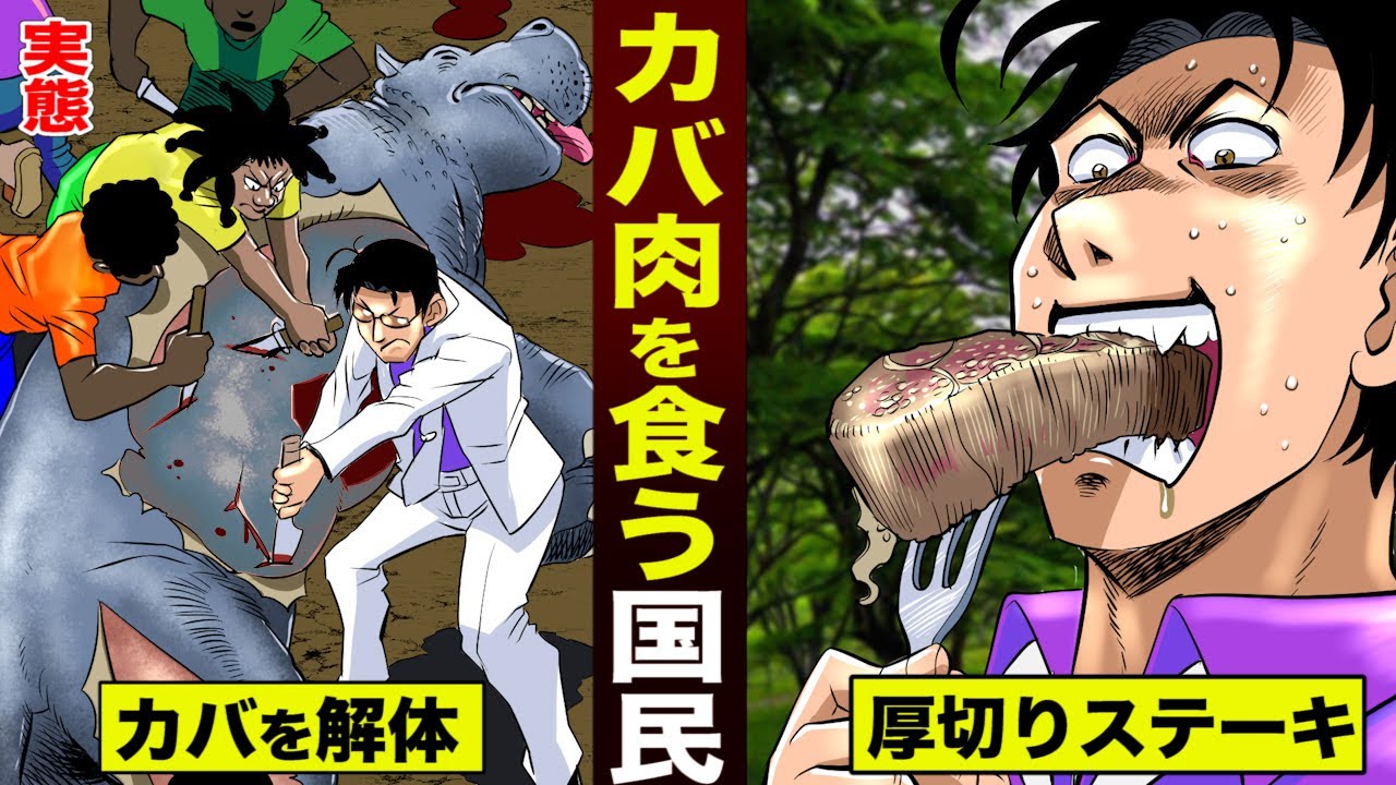 【実話】カバ肉を食う国民。その場で解体…厚切りステーキで食べる。