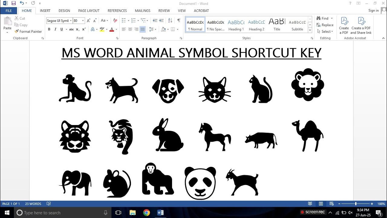 MS Word Shortcut key for Animal Symbol| Quick Way to Insert Animal Symbols #mswordtips
