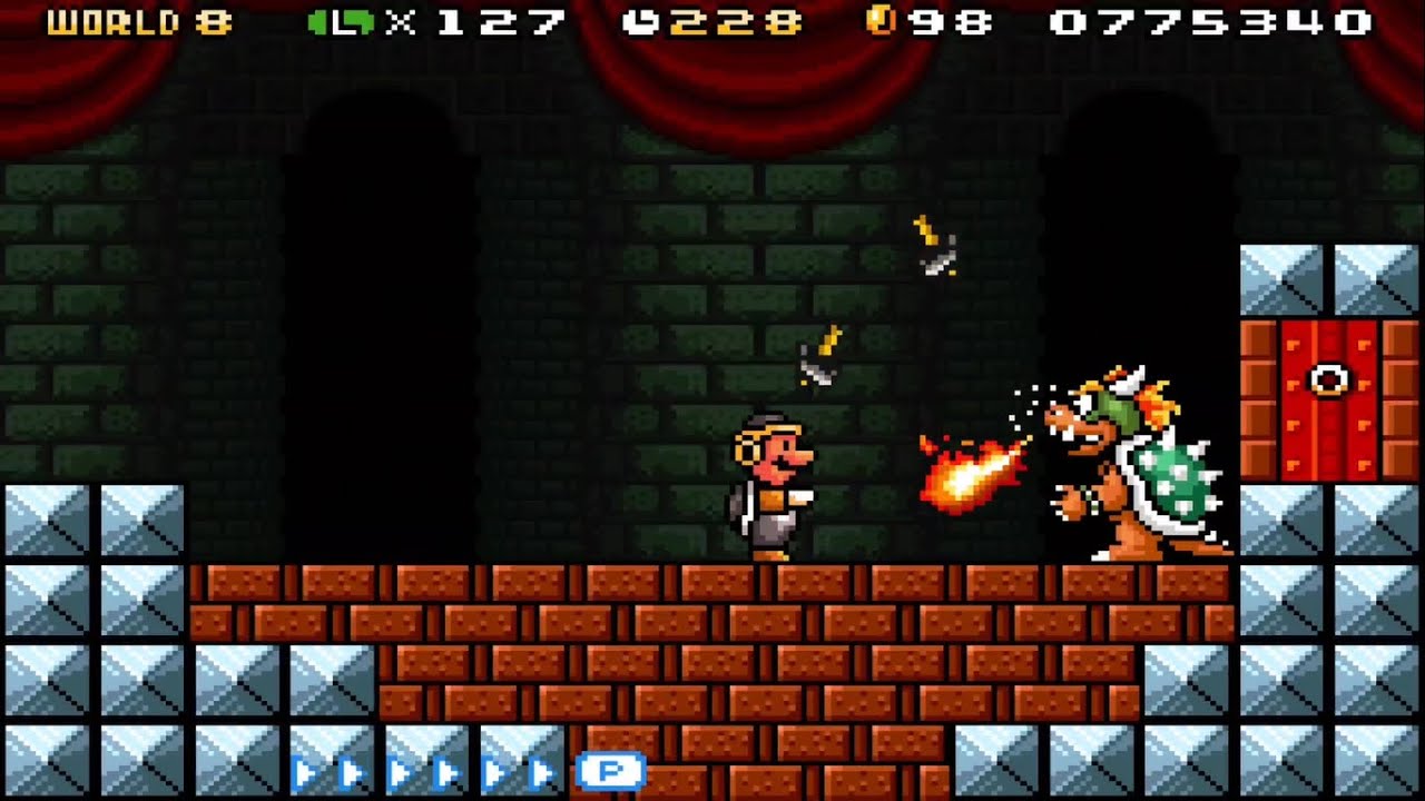 Super Mario Advance 4: Super Mario Bros 3 (2003) - World 8 Bowser's Castle [THE END]