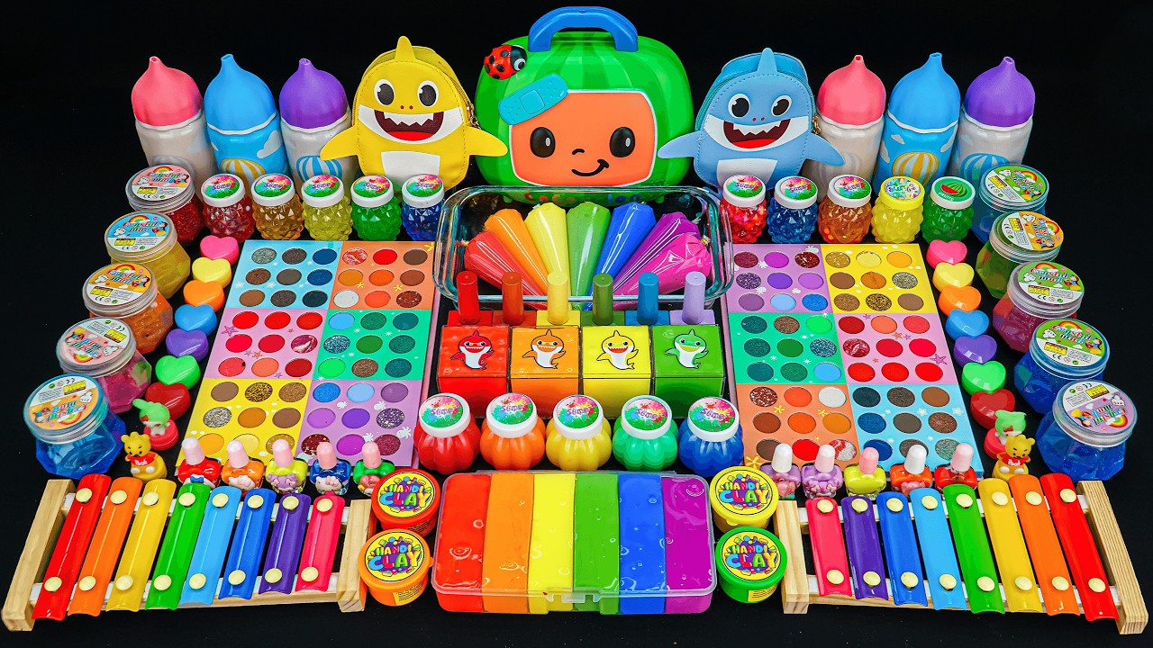 COLORFUL SLIME 🌈✨ 120 Minutes Satisfying Slime Mixing with Glossy Piping Bags & Eyeshadow Set