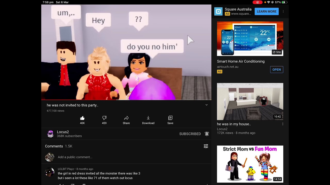 Reacting to locus2 he was not invited to this party..