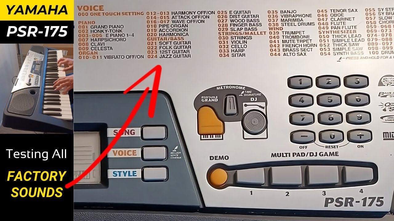 Yamaha PSR-175 - Testing All Factory Sounds 