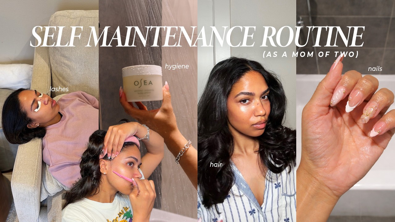 my AT HOME Self Maintenance Day Routine | Lash Lift, Press Ons, Blowuout, & more