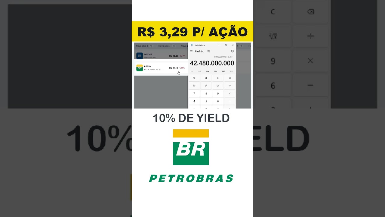 PETR4 (R$ 3,29 P/ AÇÃO) EM DIVIDENDOS ESTIMADOS - ATÉ R$ 32,00 PAGA 10% DE YIELD #petr4 #petr3