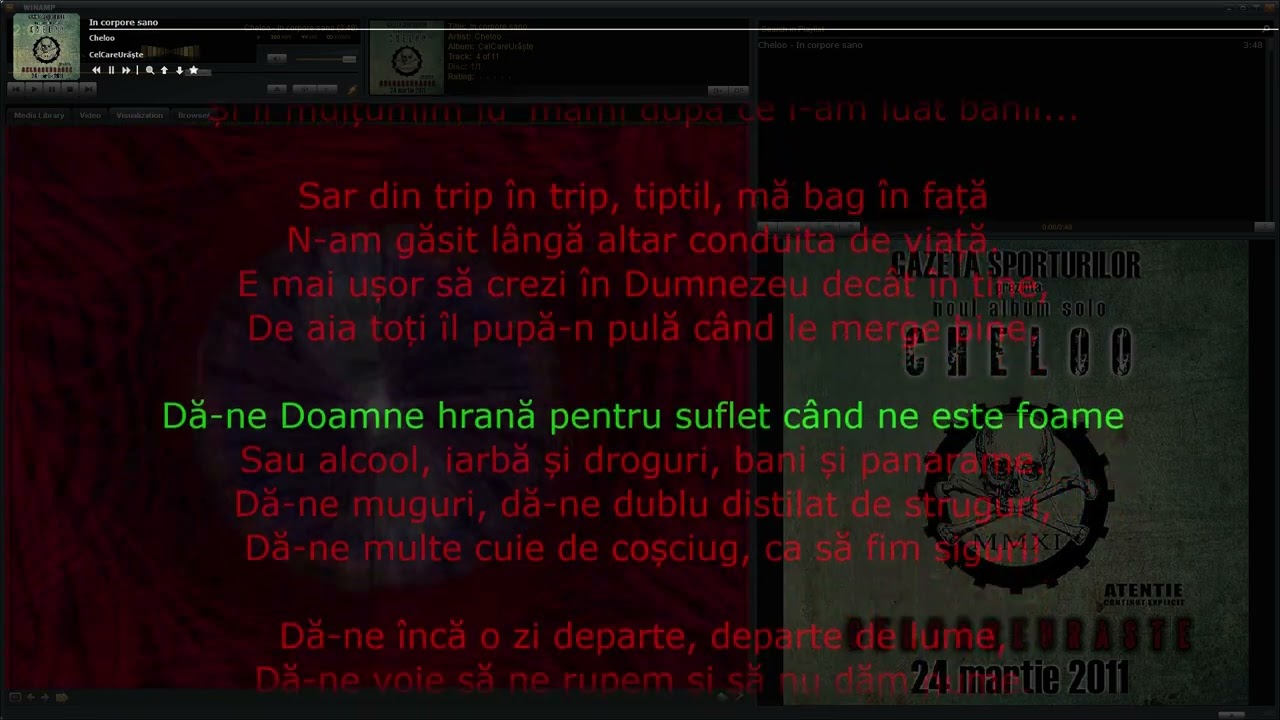 Cheloo &ndash; In corpore sano &bull; melodia cu versuri sincronizate/karaoke