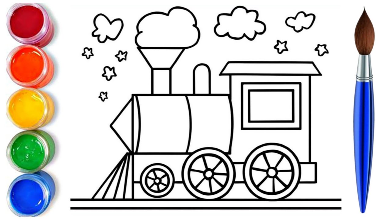 How to draw easy train engine | easy drawing step by step for kids 