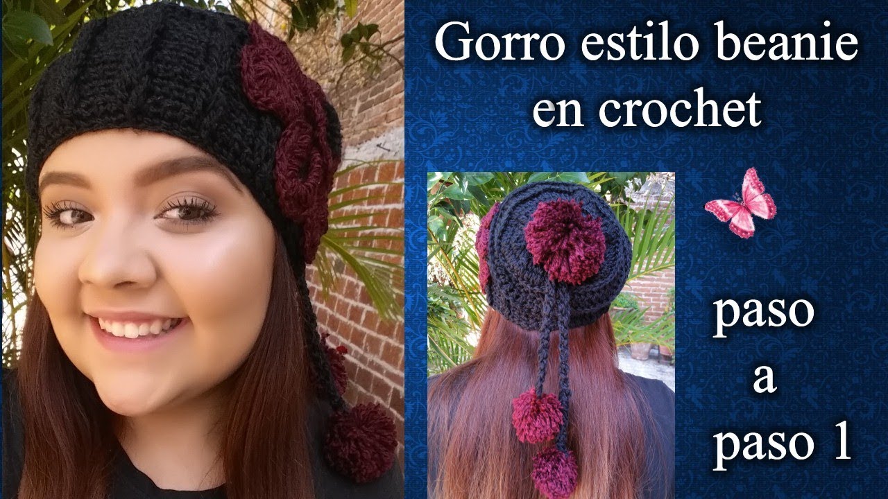 GORRO ESTILO BEANIE en crochet PASO A PASO 1de 2