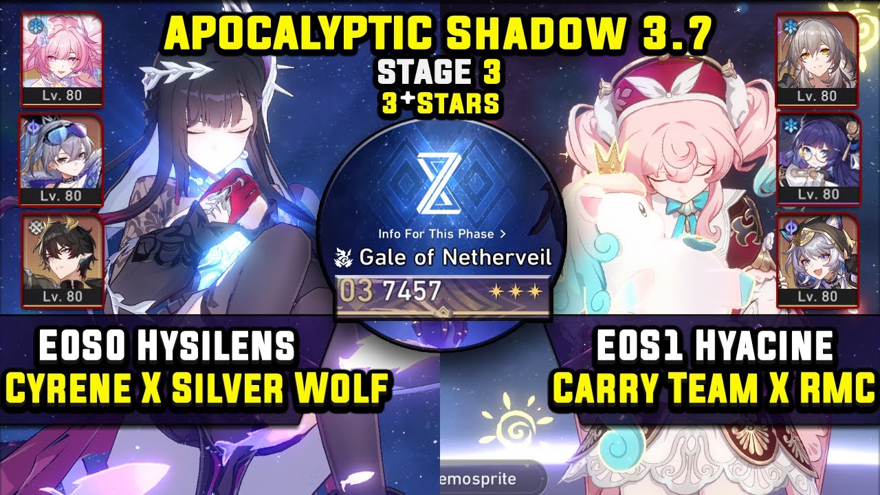 E0 Hysilens Carry z Cyrene i E0 Hyacine Carry (3 gwiazdki) Apocalyptic Shadow 3 Honkai Star Rail 3.7