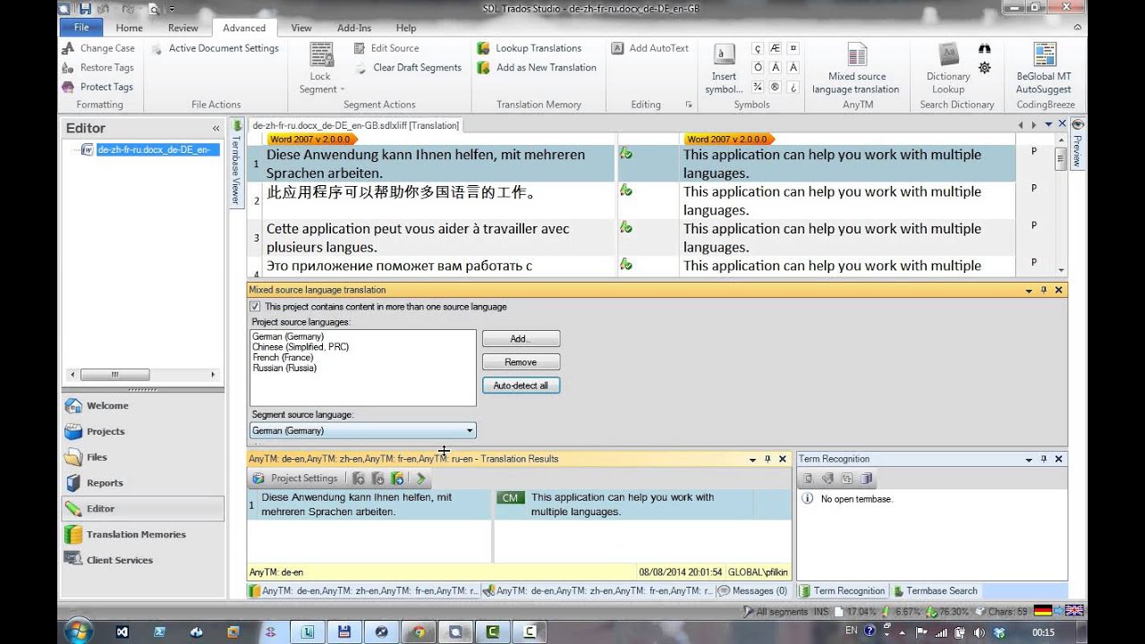 AnyTM with multiple source languages
