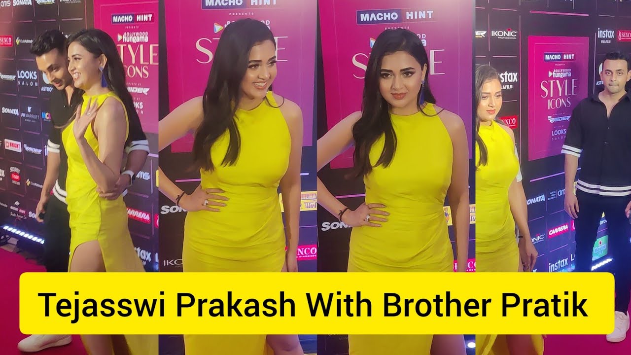 Tejasswi Prakash With brother Both together Beautiful At Bollywood Hungama  Style Icons Award 2023